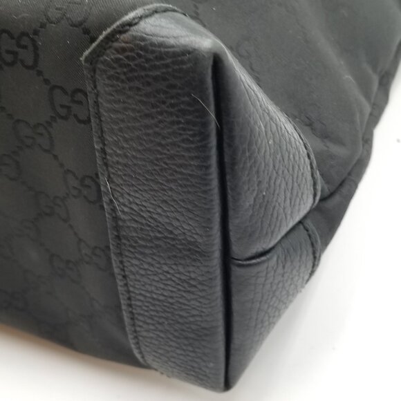 Gucci Shoulder Monogram Tote Bag, Black and Gray, GG Canvas and Leather Shoulder - Picture 4 of 13